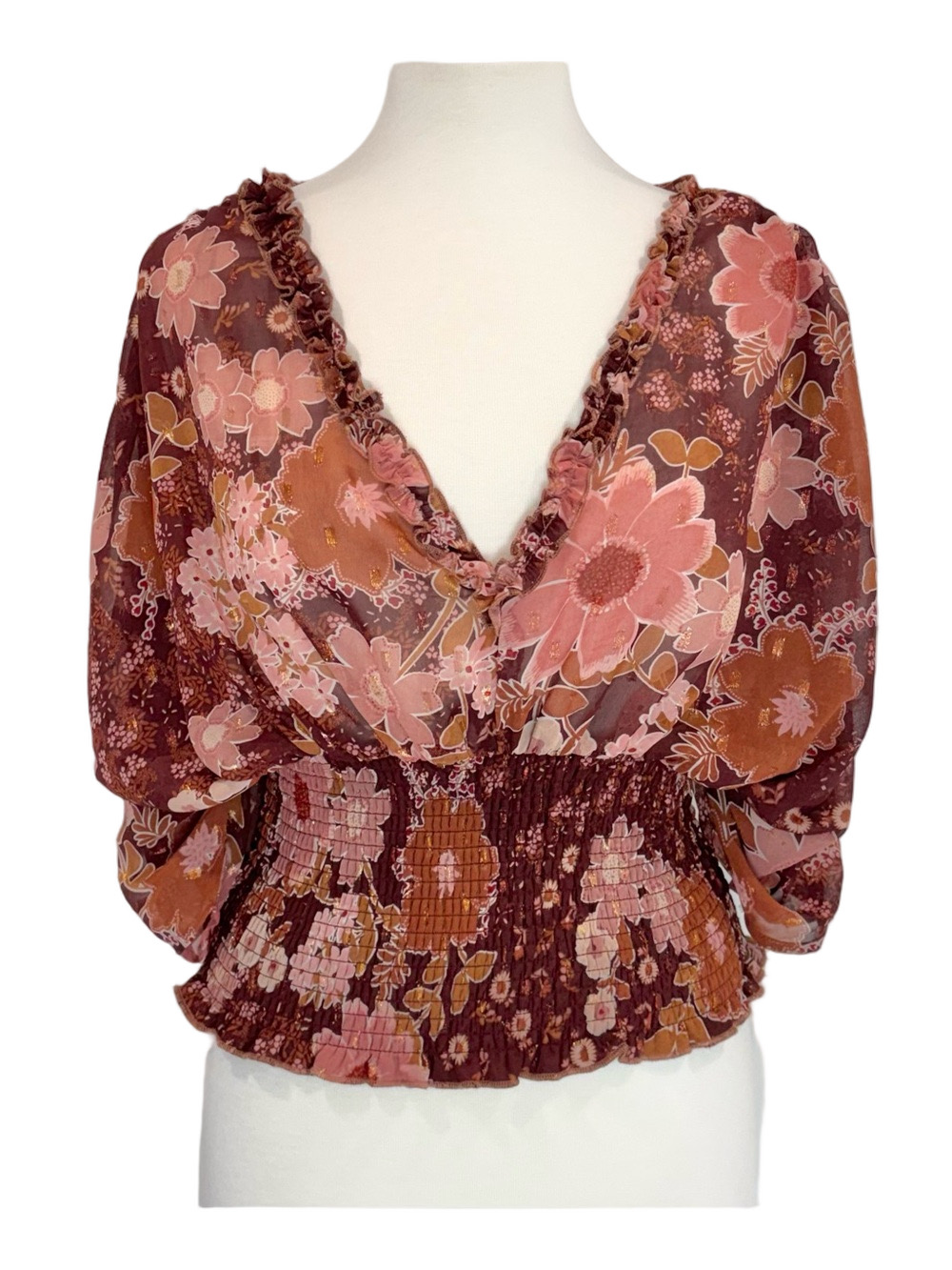 Q&A brown and pink floral top